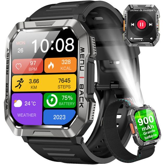 Montre Connectée Homme avec Appel Bluetooth 5.1, Smartwatch avec 100 Modes  Sportifs/SpO2/Fréquence Cardiaque/Sommeil/Assistant Vocal - Cdiscount  Téléphonie