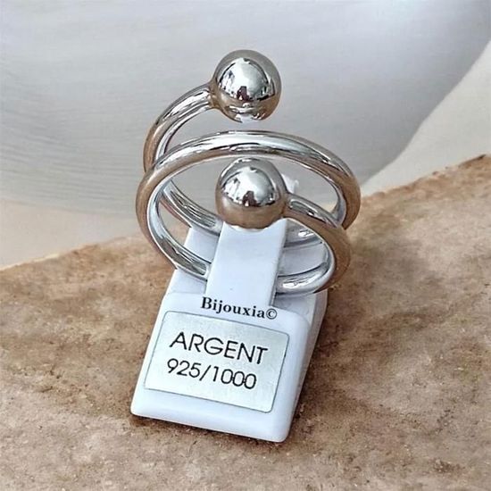 Bague Argent Massif 925 Forme Originale - Taille 50.5 - Occasion