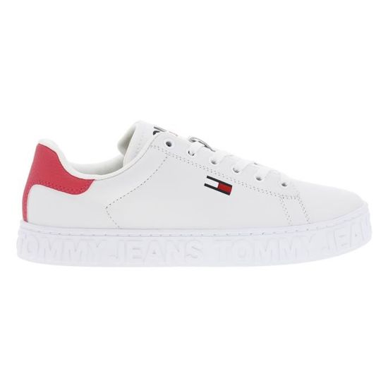 Baskets femme Tommy Hilfiger blanches a lacets Blanc Cdiscount Chaussures