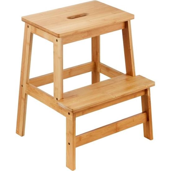 Tabouret D'évier Pour Enfants Forbena - 2 Marches Antidérapantes - Avec Poignée - Blanc/Gris