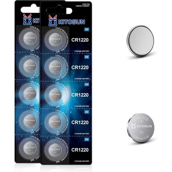 Lot De 100 Piles Bouton CR1220 Lithium 3V - Date De Péremption Décembre 2025 - Marque Da Vinci