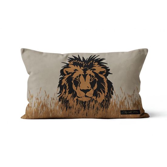 Taie d'oreiller enfant motif lion personnalisée au prénom (60x60cm