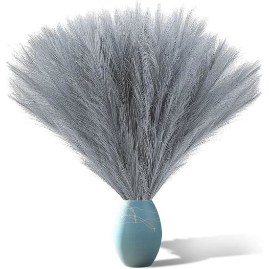 6 Tiges D'herbe De La Pampa Artificielle - Décoration Boho, Vase, Maison - Bleu