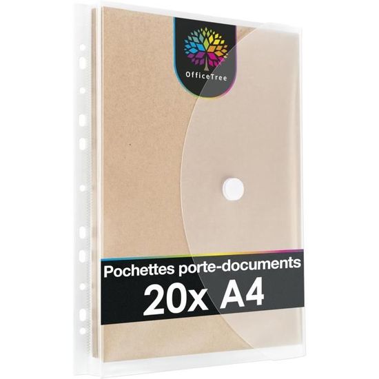 Lot De 40 Pochettes A4 Perforées à Zip - Semi-transparentes, Pour Classeur, Organisation Documents