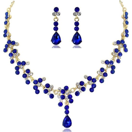 Sixexey - Parure Bijoux Mariée Strass - Collier Et Boucles D'oreilles