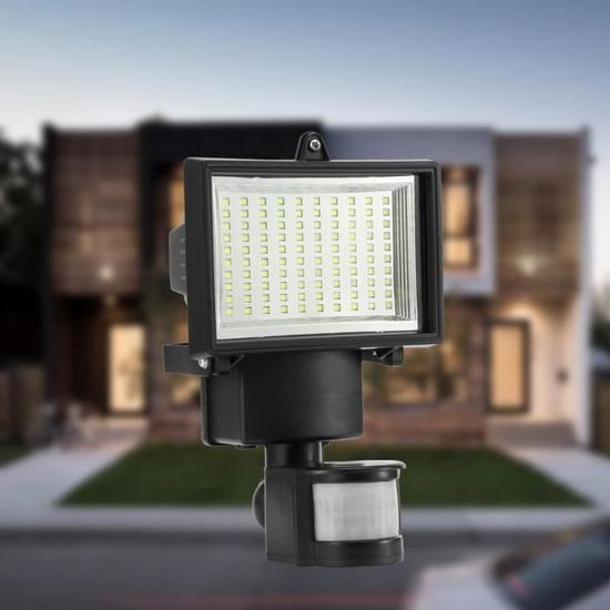 Projecteur LED solaire avec détecteur de mouvement - ZJCHAO - 100 ampoules - Noir - Contemporain