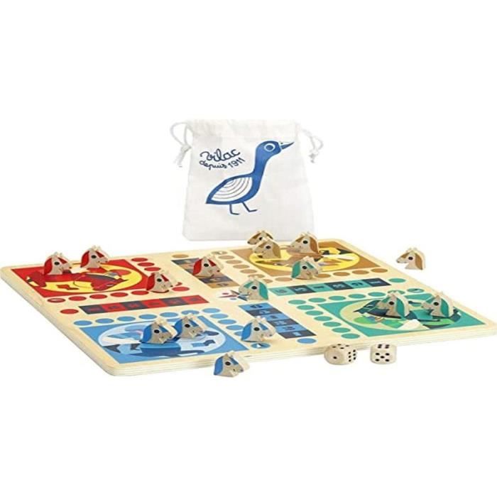 Coffret Jeu De Société Ancien Multi Jeux Bois: Dada, Oie, Roulette...