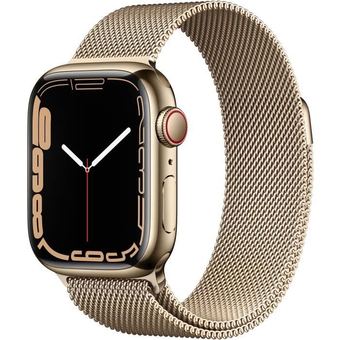 Apple Watch Series 7 GPS + Cellular - 41mm - Boîtier Gold Stainless Steel - Bracelet Gold Milanese Loop