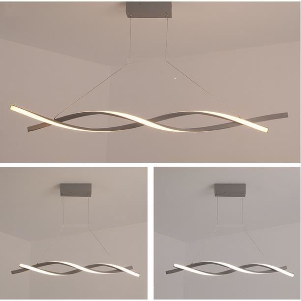 Lustre - suspension LED Spirale Blanc dimming avec télécommande Lustre Led Pendentif en acrylique Lampe moderne Diamètre 100cm