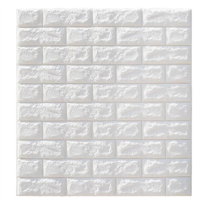 3d sticker mural en brique auto-adhésifs panneau autocollant papier peint pour les murs de TV Décor mural canapé (blanc) - 70x77cm