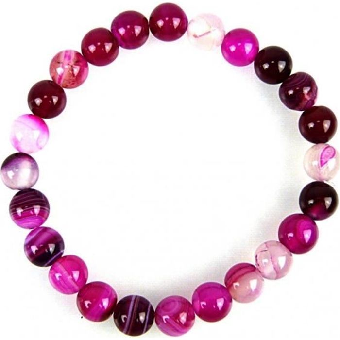 Bracelet Lithothérapie en Agate rose - Chance, paix intérieure. Rose