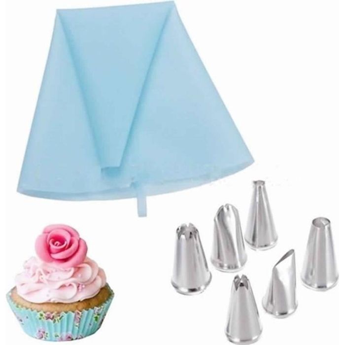 6 Pcs Douille Inox + Poche Pâtisserie A Douille Silicone
