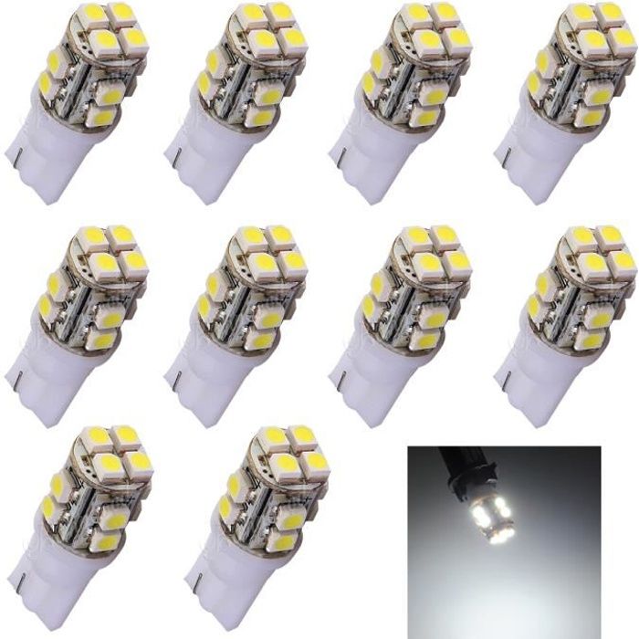 NEUFU 10X W5W T10 194 168 SMD 12 LED Ampoule Voiture Lampe Veilleuse Blanc Xenon