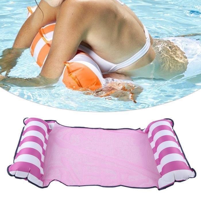 Lit Flottant Pliable à Double Usage Sofa de Chaise Longue Hamac d'Eau avec Maille Fourniture de Piscine(rose )