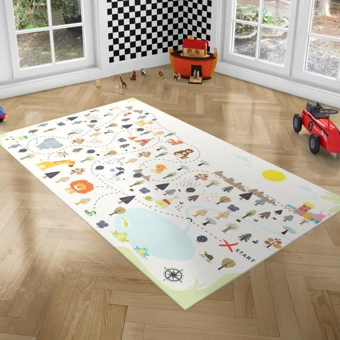 PLAYGROUND Tapis de Jeux pour Enfants - Tapis de Chambre - Forêt - 100x150 cm