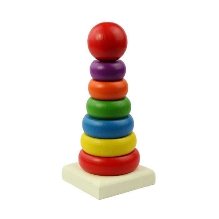 Jouets pour bébé Enfants jouet éducatif en bois pile bague Rainbow Tower Convient aux enfants de plus de 3 ans