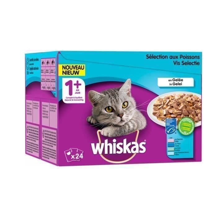 WHISKAS Sachets fraîcheur en gelée - Aux poissons - Pour chat adulte stérilisé - 48 x 100 g