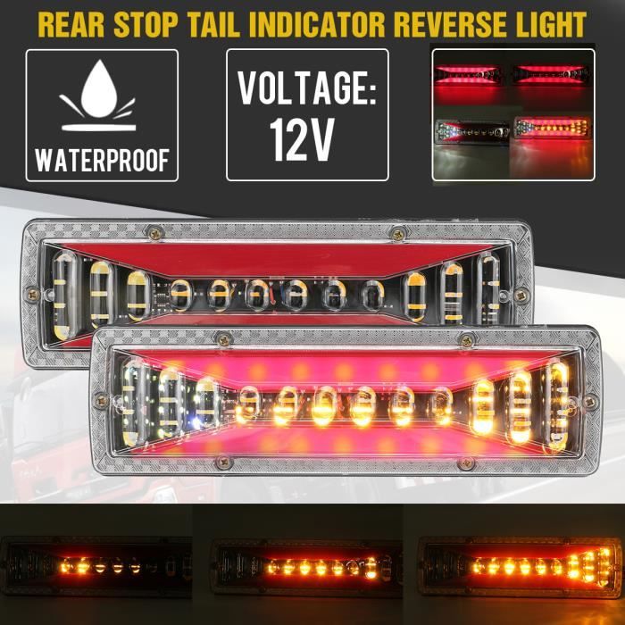 Paire 42-LED Feux Arrière Freinage Recul Stop Clignotant Pour Camion Fourgon