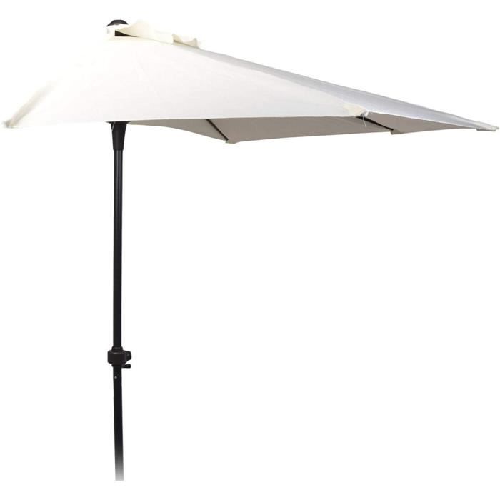 Parasol mural semi-circulaire - 250 cm - blanc - Parapluie mural semi-circulaire pour balcon415