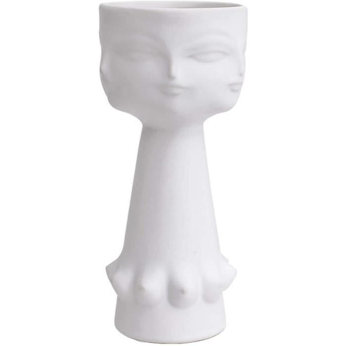 VASE Buwei Vase agrave Fleurs en Ceacuteramique Blanc Moderne Visage Humain Design Bud Vase Grand Bouquet Posy Ce645