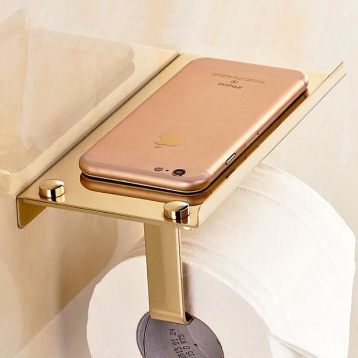 Serviteur Wc,Montage mural concis salle de bain 4 S En acier inoxydable, porte papier s avec étagère pour - Type Golden Glossy