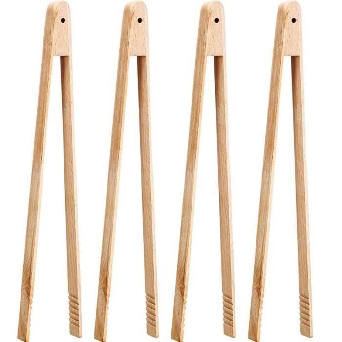 4 Paquets Pinces Pour Grille-Pain En Bois De 12 Pouces Pinces De Cuisine Pour Servir Aliments,Retourner Viande QUIKF6765