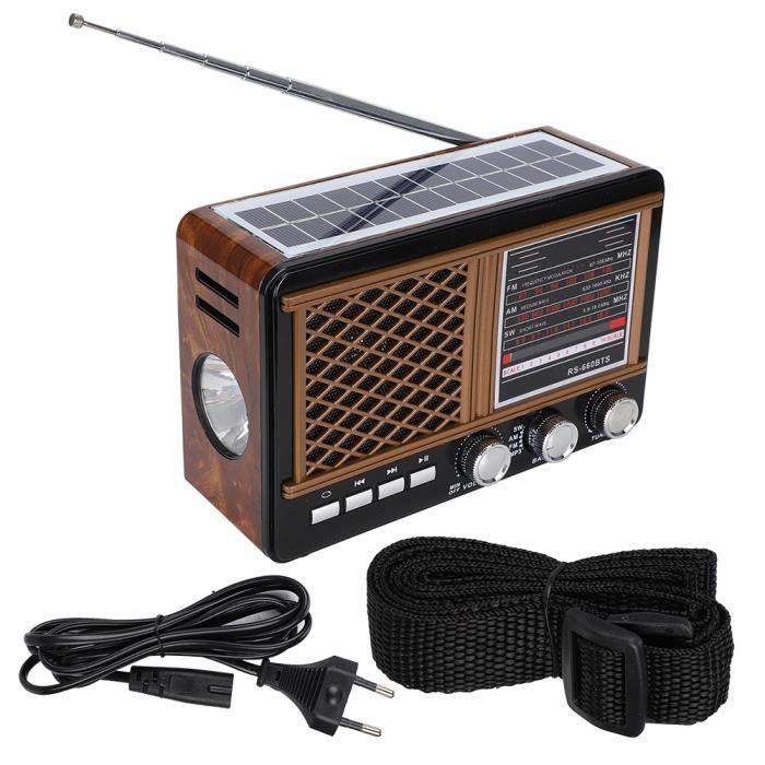 HURRISE radio FM Radio enfichable pour carte Bluetooth FM / AM / SW multi-bandes solaire portable (prise UE 220V-240V)
