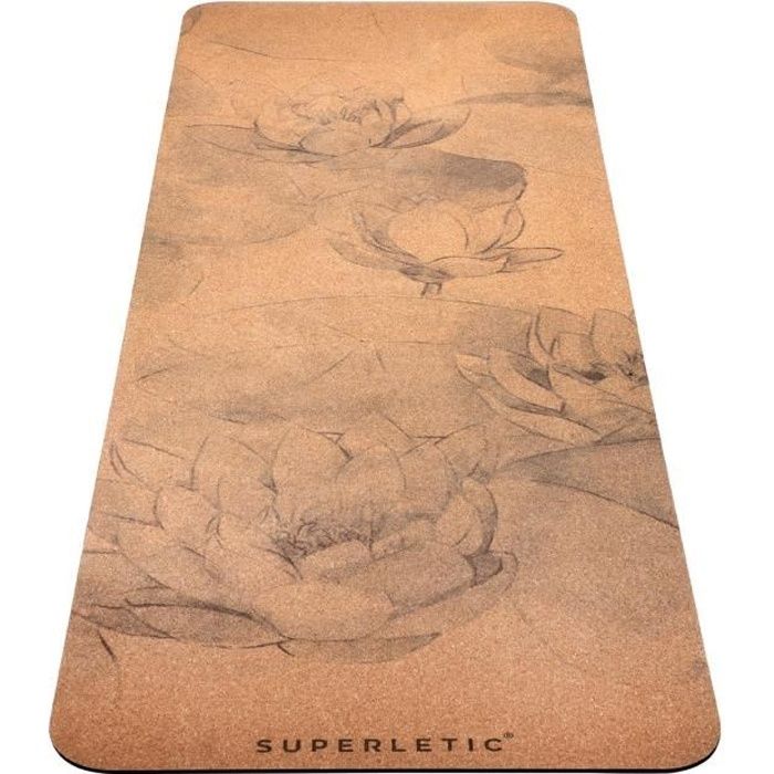 Tapis de yoga - Capital Sports Nyasa - 183x0,4x61cm - En caoutchouc naturel et liège - Design Lotus