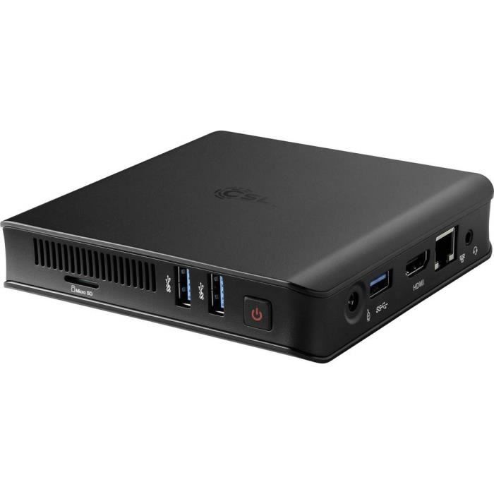 Mini-PC (HTPC) CSL Computer Narrow Box Ultra HD Compact 75010 Intel® Celeron® Celeron N4100 (4 x 1.1 GHz) 4 Go 64 Go 256
