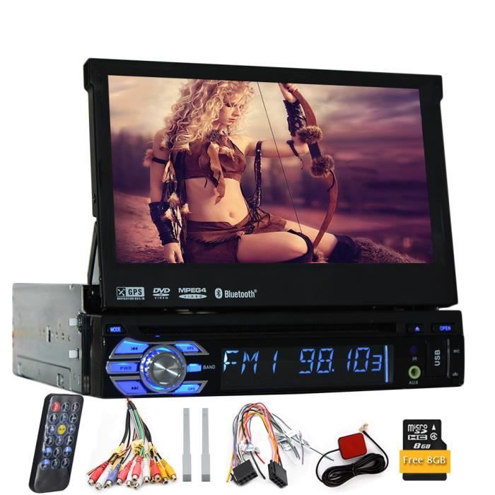 EINCAR AUTORADIO 7 pouces voiture 1din simple Autoradio stéréo avec écran de navigation GPS amovible Panneau HD tactile numérique