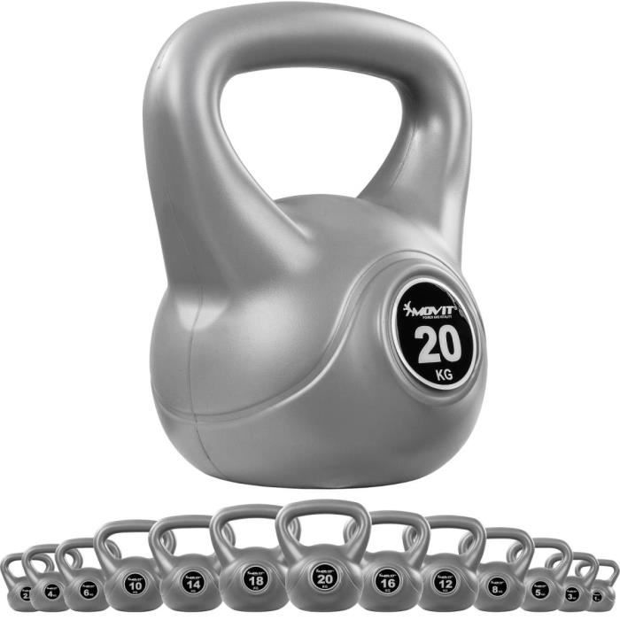 MOVIT Kettlebell plastique 20 kg - Gris