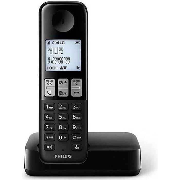 Téléphone Sans Fil Philips DECT Noir