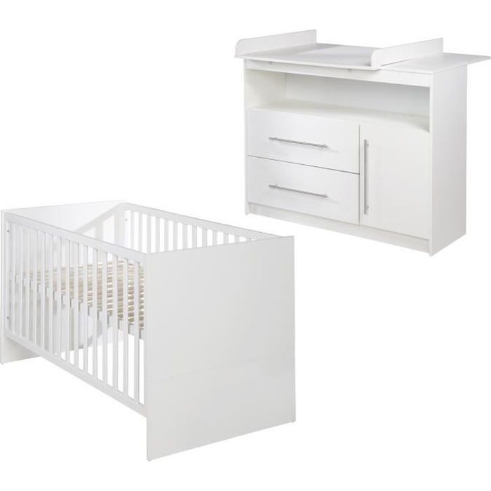 ROBA Ensemble chambre bébé -Maren- – lit bébé 70x140 cm et commode à langer