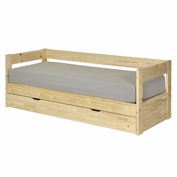 Lit banquette gigogne avec tiroir RAVI   Bois 80x200 cm