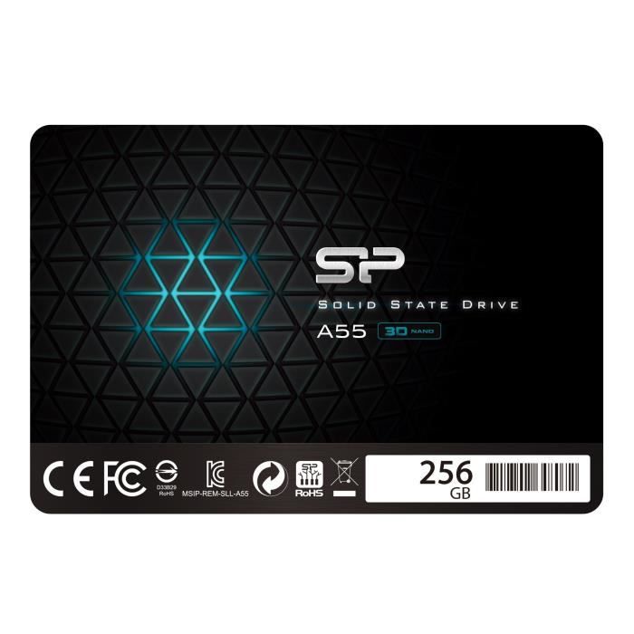 Silicon Power SSD 256Go 3D NAND A55 SLC Cache Performance Boost 2.5 pouces SATA III 7mm (0.28-) Interne SSD