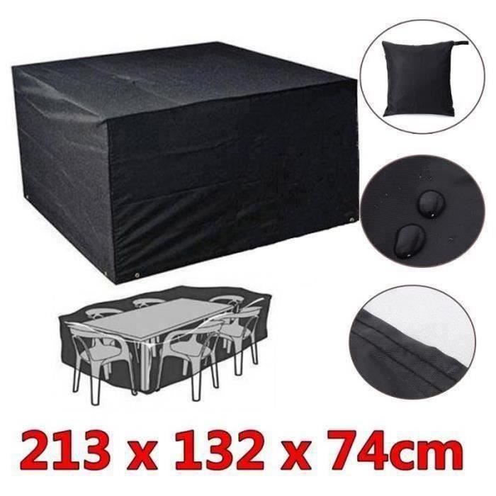 BO16842-Housse de meuble de jardin 213x132x74cm imperméable pliage extérieur couverture bâche de table chaise D03EC