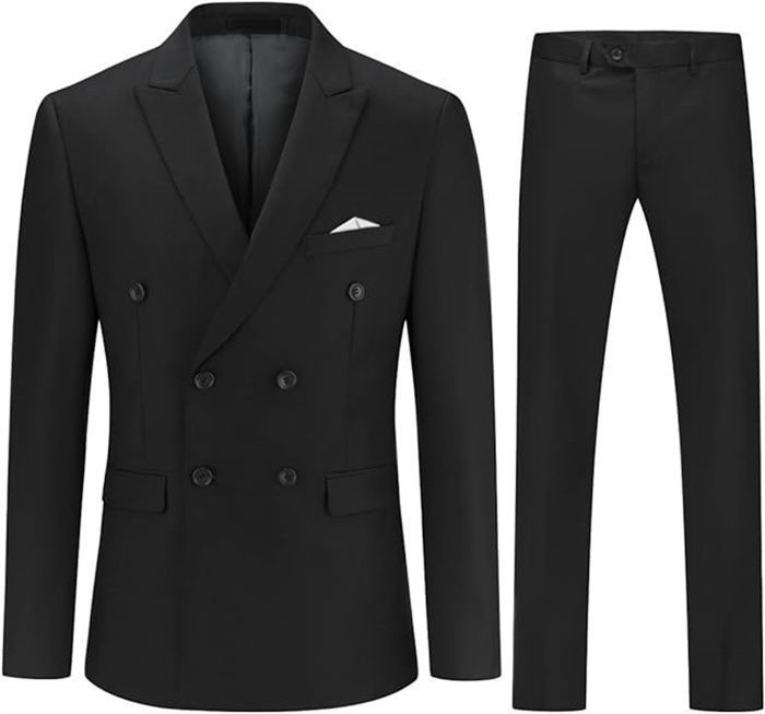 Costume Homme a Double Bouttonnage Veste et Pantalon Formel Mariage Business Black Noir Cdiscount Pret a Porter