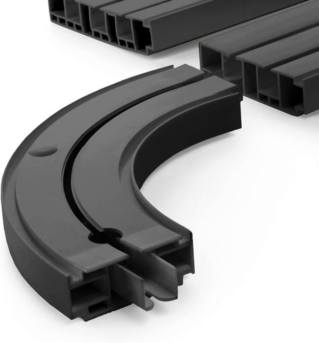 Rail De Rideau Et Arc Rond 450 Cm Pvc 1 Voie Noir Avec