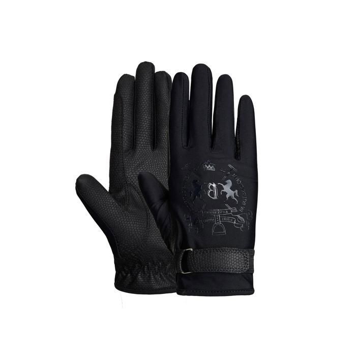 Gants déquitation avec logo imprimé femme B Vertigo Laia - black
