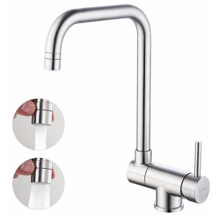 Mitigeur dévier - LARGEIGHT - Rabattable - 2 jets - Acier nickel brossé - Couleurs multiples