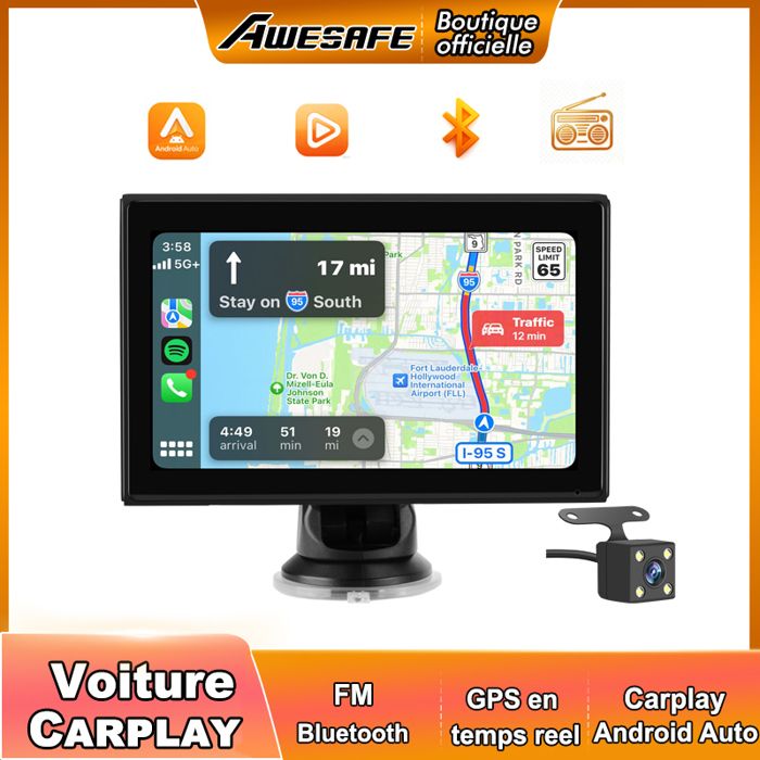 Autoradio 7" écran Tactile HD Avec CarPlay Sans Fil & Android Auto - Compatible IOS/Android, Bluetooth, GPS, Aide Au Stationnement (caméra En Option) - 7