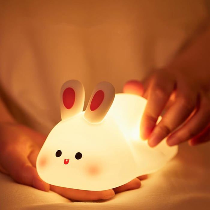 TRAHOO-Veilleuse Lapin Enfant Lampe de Chevet Silicone Rechargeable USB Contrôle Tactile Mode de Sommeil Automatique Cadeau TRAHOO-Veilleuse Lapin Enfant Lampe de Chevet Silicone Rechargeable USB Contrôle Tactile Mode de Sommeil Automatique Cadeau