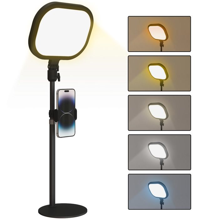 Lampe de bureau LED - HOMCOM - dimmable 5 modes de couleur 10 niveaux de luminosité - port USB minuterie support pour téléphone noir