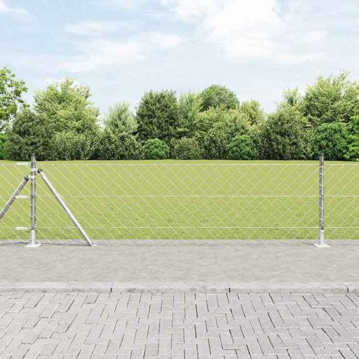 vidaXL Poteau de clôture. Argenté 10 x 06 m (maille 60 x 60 mm) Acier 3351291