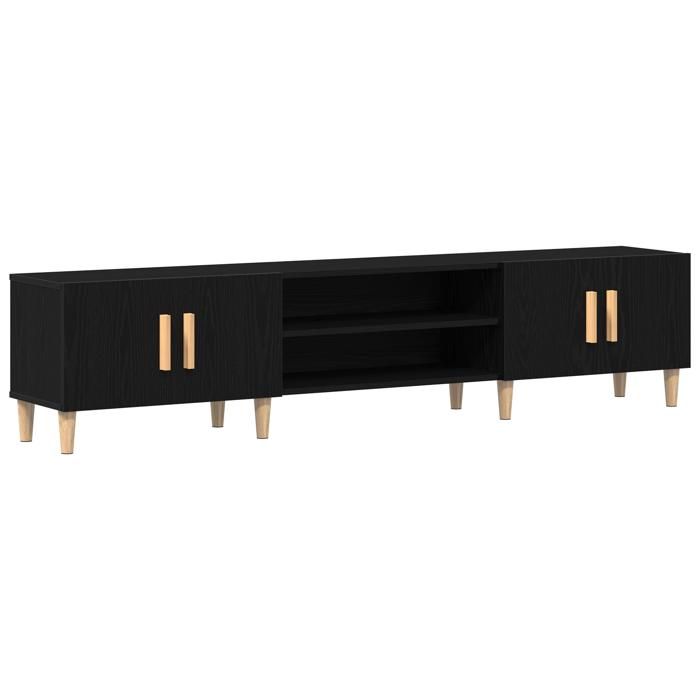277212& Meuble TV - Table de Télévision/multimédia - Noir Chêne 180x315x40 cm - Bois - Panneaux de particules
