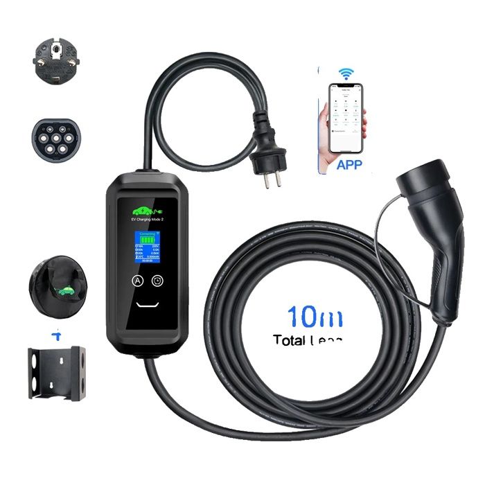 EVPEIWE Chargeur Voiture Electrique 11KW [8M | Triphasé | 6-16A | 380V] Type 2 Prise CEE Chargeur EV, Station de Charge Mobile pour Type 2 EVs, Temps de Charge Réglable[0-12H], IP65