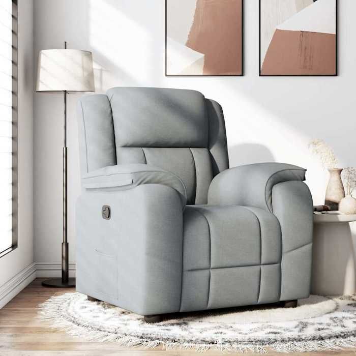 Printemps/été 2025 Fauteuil Relax SOLOMON Fauteuil inclinable Gris clair Tissu - 96x99x102 cm LV5145