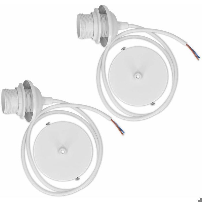 2x câble électrique pour lampe - Câble avec douille E27 et bague de fixation - Monture de suspension pour luminaire plafond - Blan