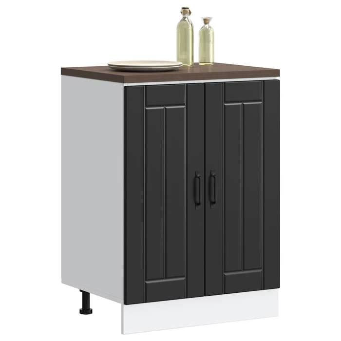 Armoire de base de lavabo(1 PC) - meuble sous évier - Lucca noir bois dingénierie 60x46x81.5 cm L2283