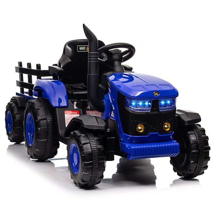 Tracteur électrique enfant - TRIUMPUNPRE - Triumpunpre 12V - Remorque amovible - 2 moteurs 35W - Bluetooth/MP3